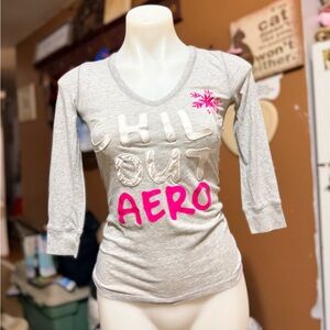 Gray Aeropostale half Sleeve y2k Chill out print